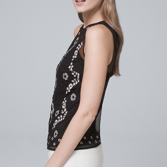 WHBM Embroidered Mesh Shell - Picture 3 of 6